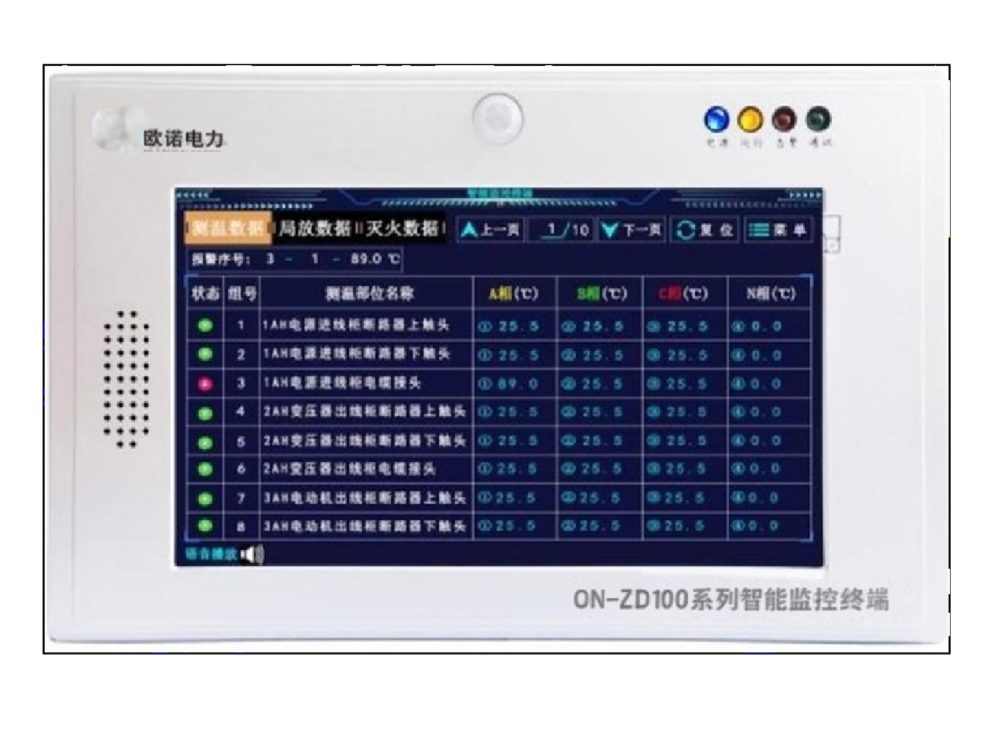 ON-KZD100 系列智能监控终端(多回路无线测温、局放、灭火监测一体机)